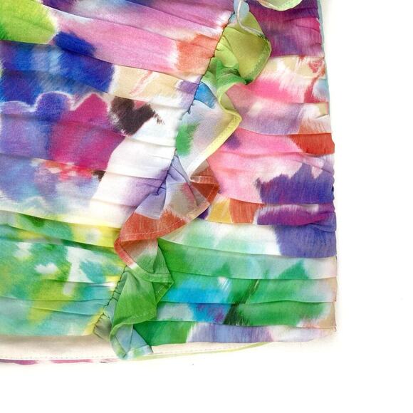 Zara Pastel Watercolor Ruffle Mini Skirt Size M Floral Abstract Painterly Summer - Picture 3 of 16